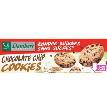 3x Damhert Chocolate Chip Cookies Zonder suikers 90 gr