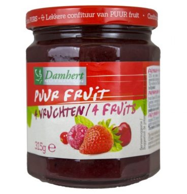 3x Damhert Confituur Puur Fruit 4 Vruchten 315 gr