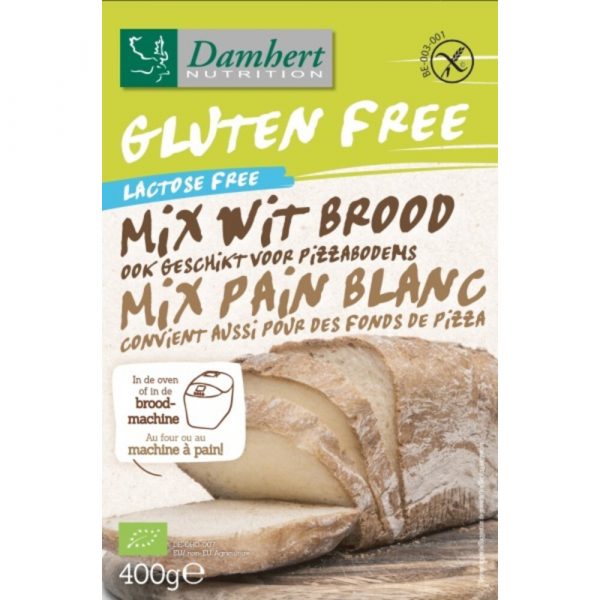 3x Damhert Glutenvrij Bakmix Wit Brood+Pizza 400 gr