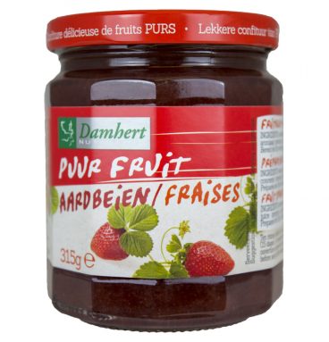 6x Damhert Puur Fruit Confiture Aardbei 315 gr