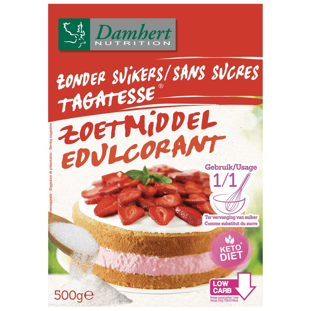 3x Damhert Tagatesse Zoetmiddel Suikervrij 500 gr