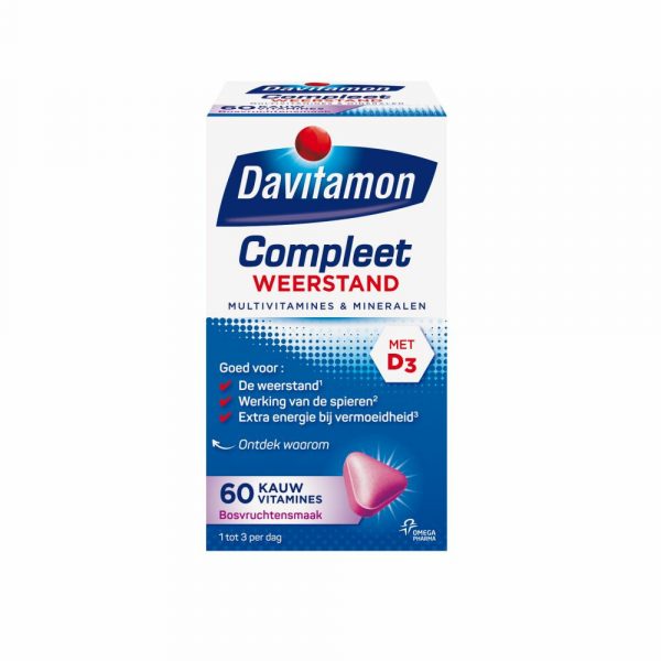 2x Davitamon Compleet Weerstand Bosvruchten 60 kauwtabletten