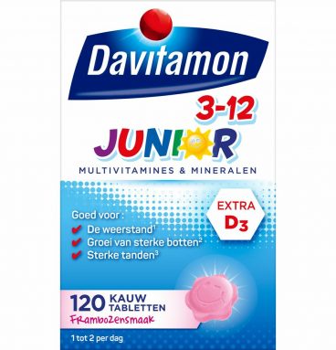 Davitamon Junior 3+ Kauwvitamines Framboos 120 kauwtabletten