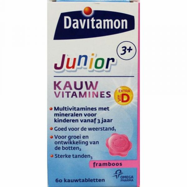 Davitamon Junior 3+ Kauwvitamines Framboos 60 kauwtabletten