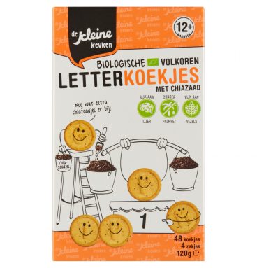 3x De Kleine Keuken Bio Letterkoekjes met Chiazaad 80 gr