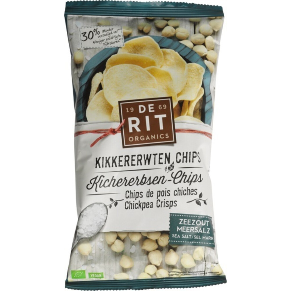 6x De Rit Kikkererwtchips Zeezout Bio 75 gr