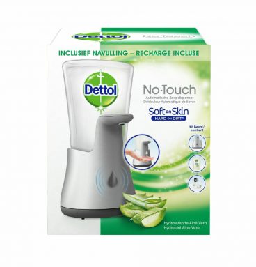 2x Dettol No-Touch Automatische Zeepdispenser Zilver Aloe Vera Navulling 250 ml