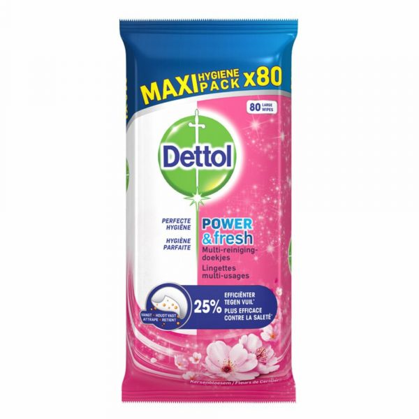 4x Dettol Reinigingsdoekjes Power&Fresh Kersenbloesem 80 stuks