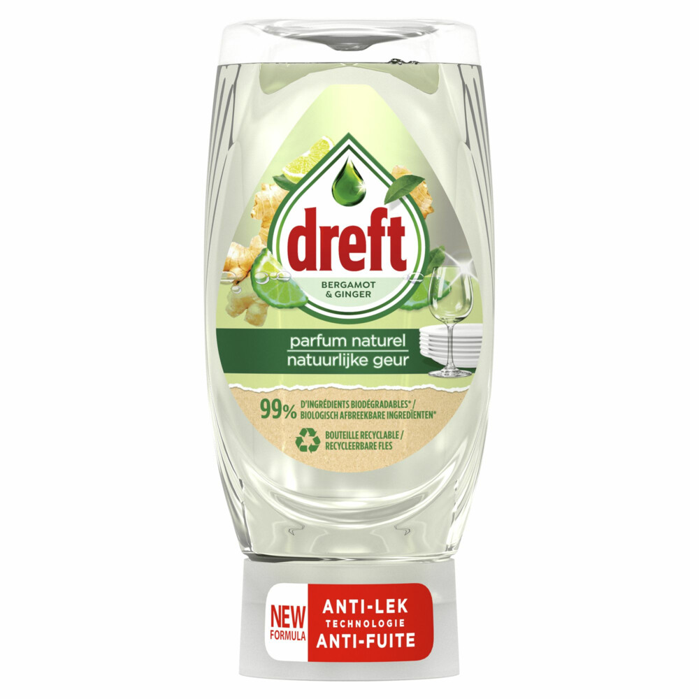 8x Dreft Naturals Afwasmiddel Bergamot&Ginger 370 ml