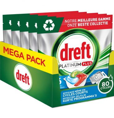 Dreft Platinum Plus All In One Vaatwastabletten Deep Clean 80 stuks