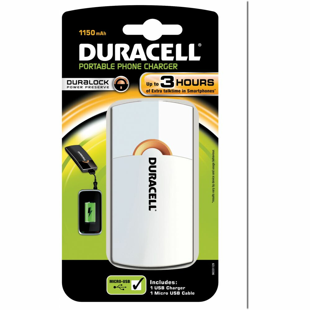 Duracell Mobiele Oplader 3 uur Wit