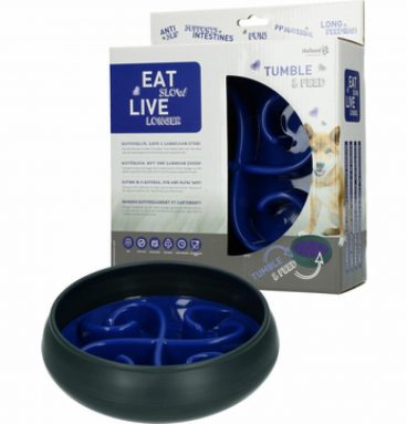 Eat Slow Live Longer Tumble Feeder Blue 20 cm