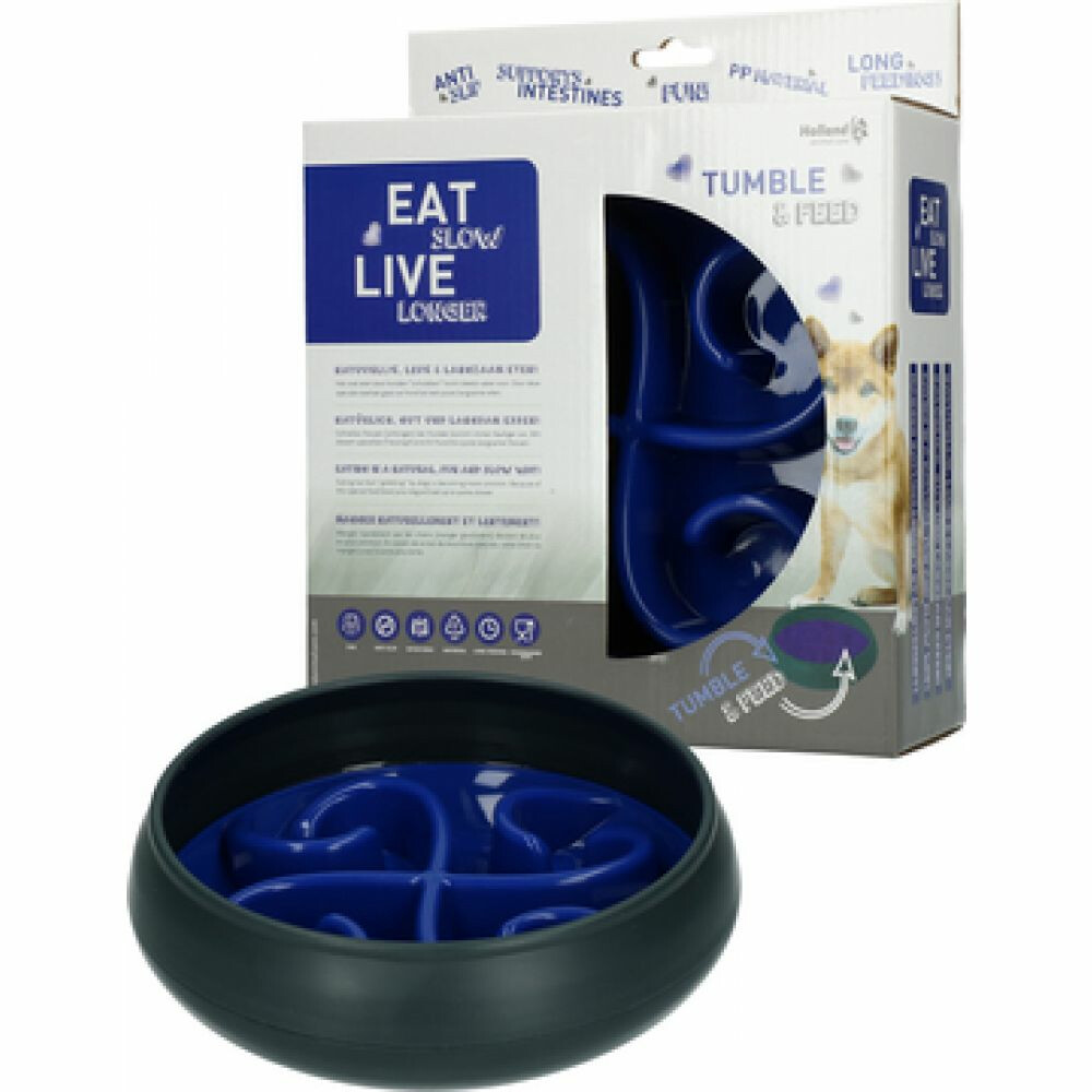 Eat Slow Live Longer Tumble Feeder Blue 20 cm