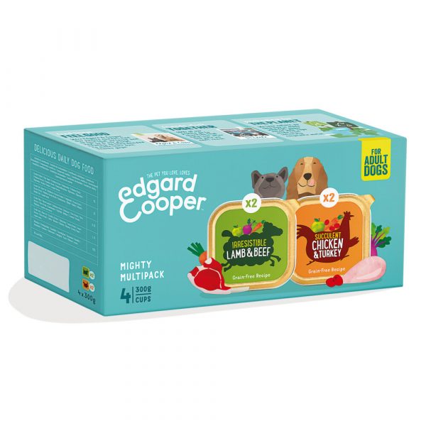 6x Edgard&Cooper Hondenvoer Multipack Kip - Kalkoen en Lam - Rund 4 x 300 gr