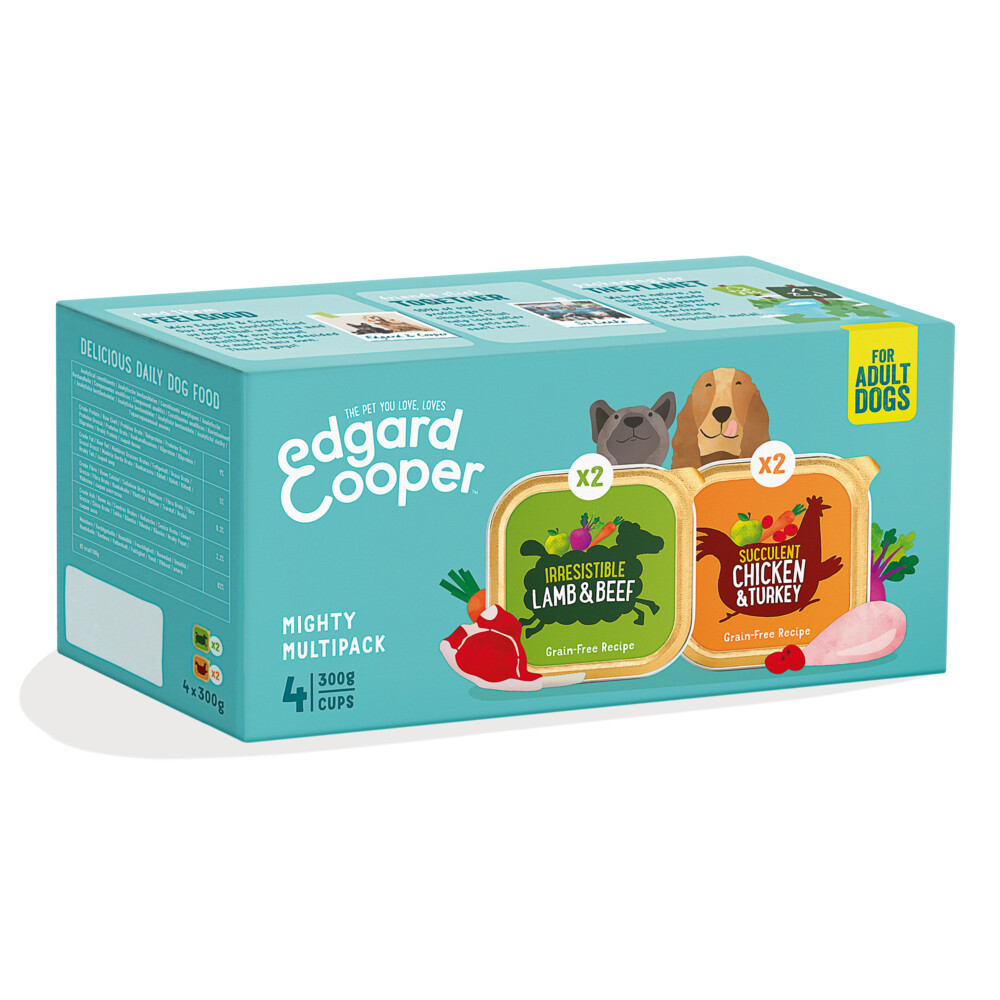 6x Edgard&Cooper Hondenvoer Multipack Kip - Kalkoen en Lam - Rund 4 x 300 gr