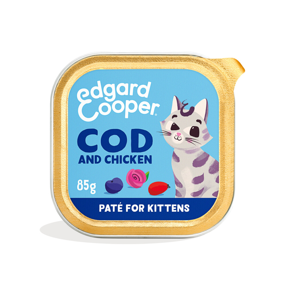 16x Edgard&Cooper Kattenvoer Kitten Pate Kabeljauw - Kip 85 gr