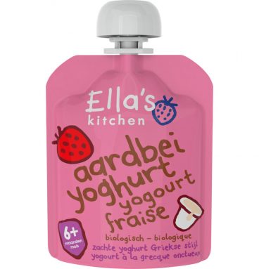 Weekdeal 20% korting: 6x Ella's kitchen Yoghurt Griekse Stijl 6+ m Aardbei 90 gr