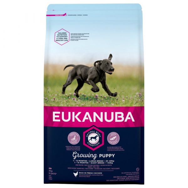 3x Eukanuba Dog Growing Puppy Large 3 kg