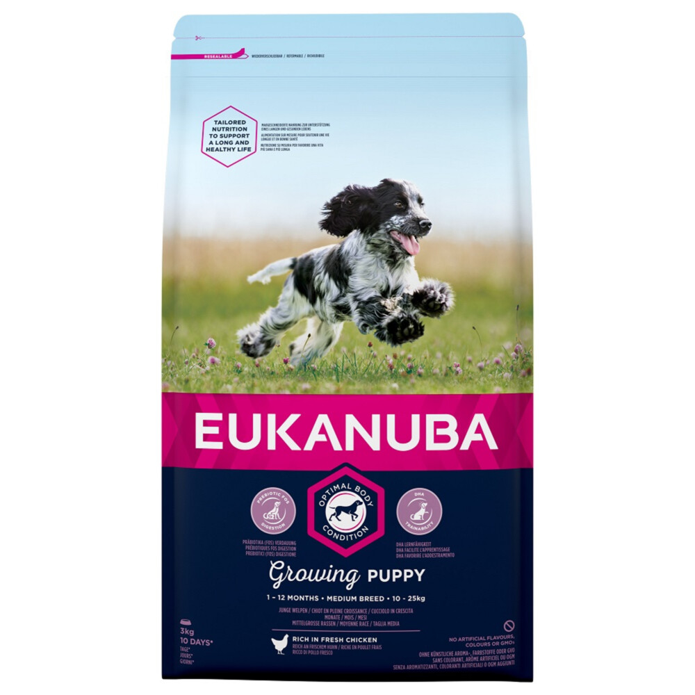 3x Eukanuba Dog Growing Puppy Medium 3 kg