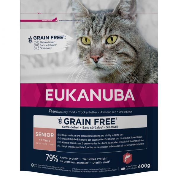 7x Eukanuba Kat Senior Graanvrij Zalm 400 gr