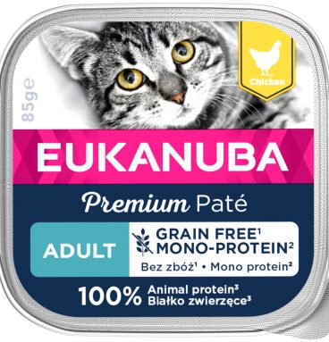 16x Eukanuba Kippen Pate Graanvrij Adult Kat Mono-Proteine 85 gr