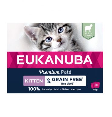 4x Eukanuba Lams Pate Graanvrij Kitten Multi-Pack 12 x 85 gr