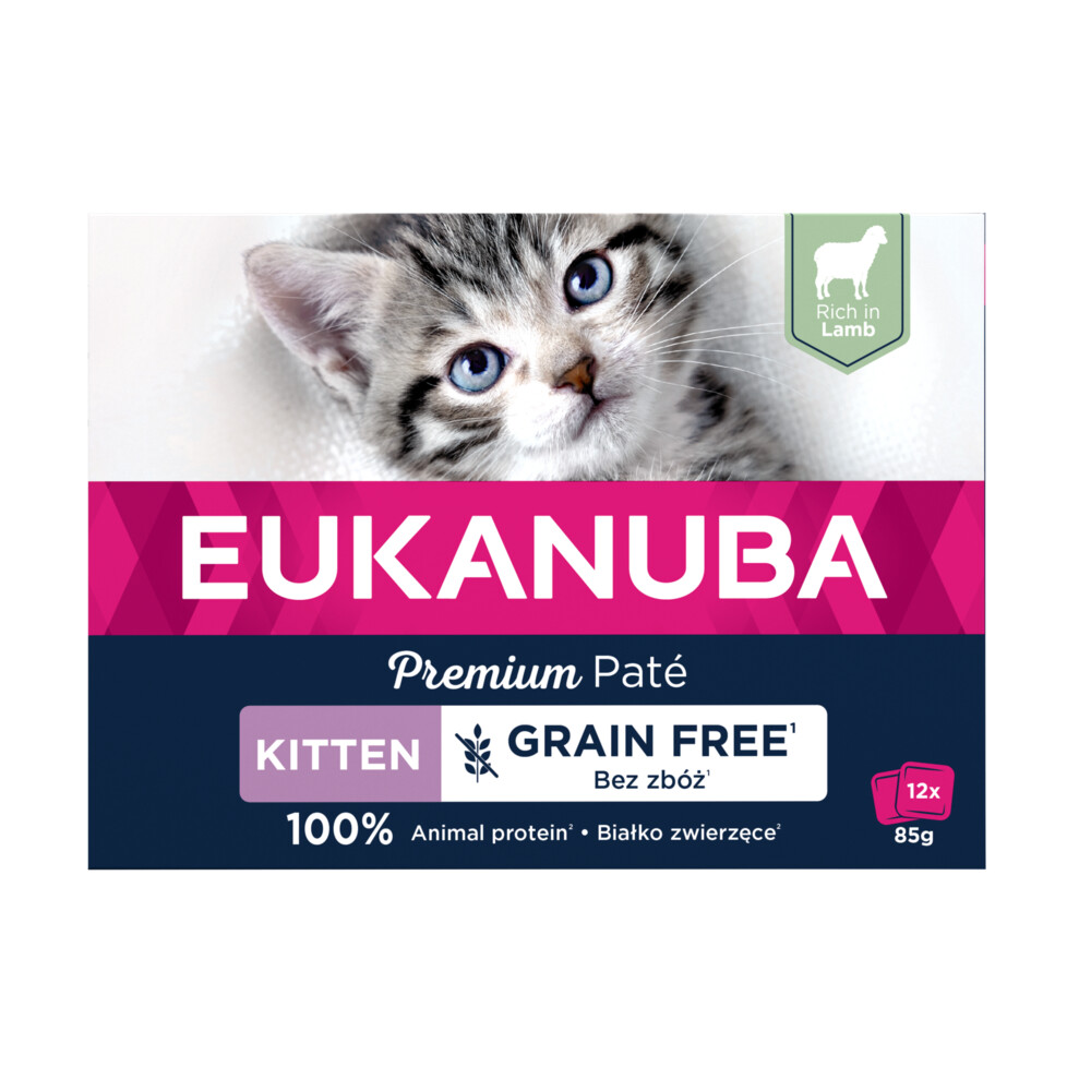 4x Eukanuba Lams Pate Graanvrij Kitten Multi-Pack 12 x 85 gr