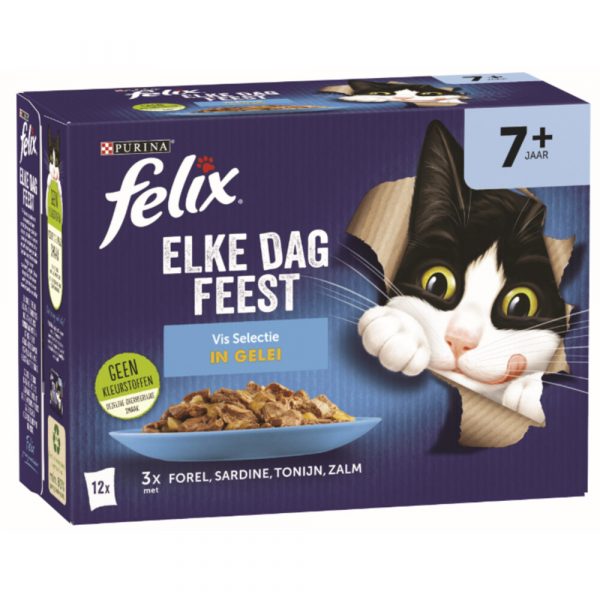 Felix Elke Dag Feest Vis Selectie in Gelei 7+ Jaar 12 x 85 gr