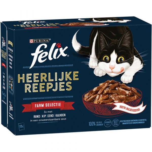 Felix Heerlijke Reepjes Selectie Farm 12 x 80 gr