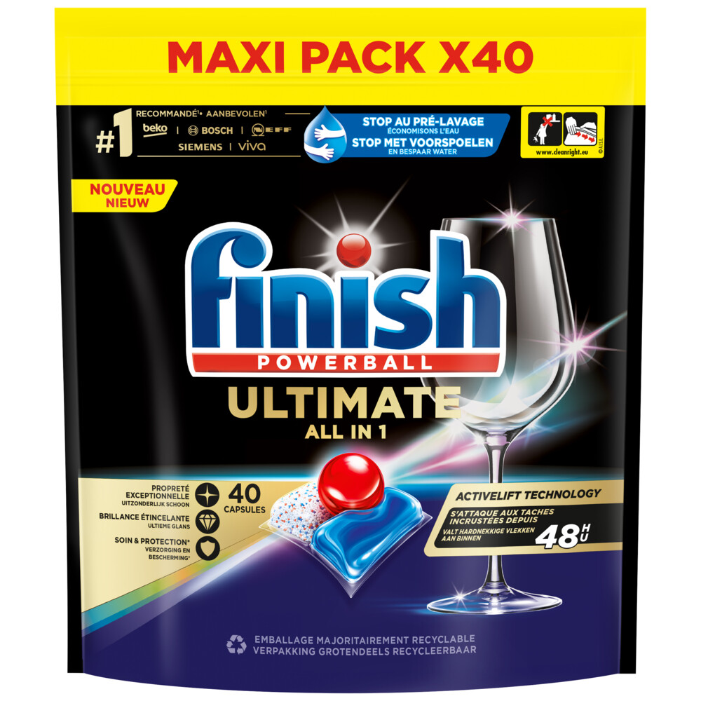 6x Finish Ultimate All in 1 Vaatwastabletten Regular 40 stuks