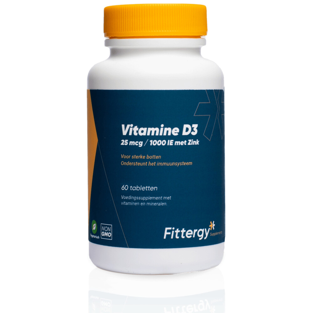 Fittergy Supplements Vitamine D3 25mcg Met Zink 60 tabletten