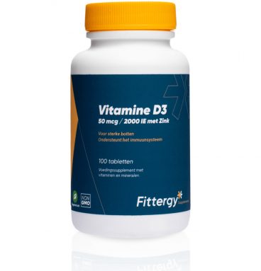 Fittergy Supplements Vitamine D3 50mcg Met Zink 100 tabletten