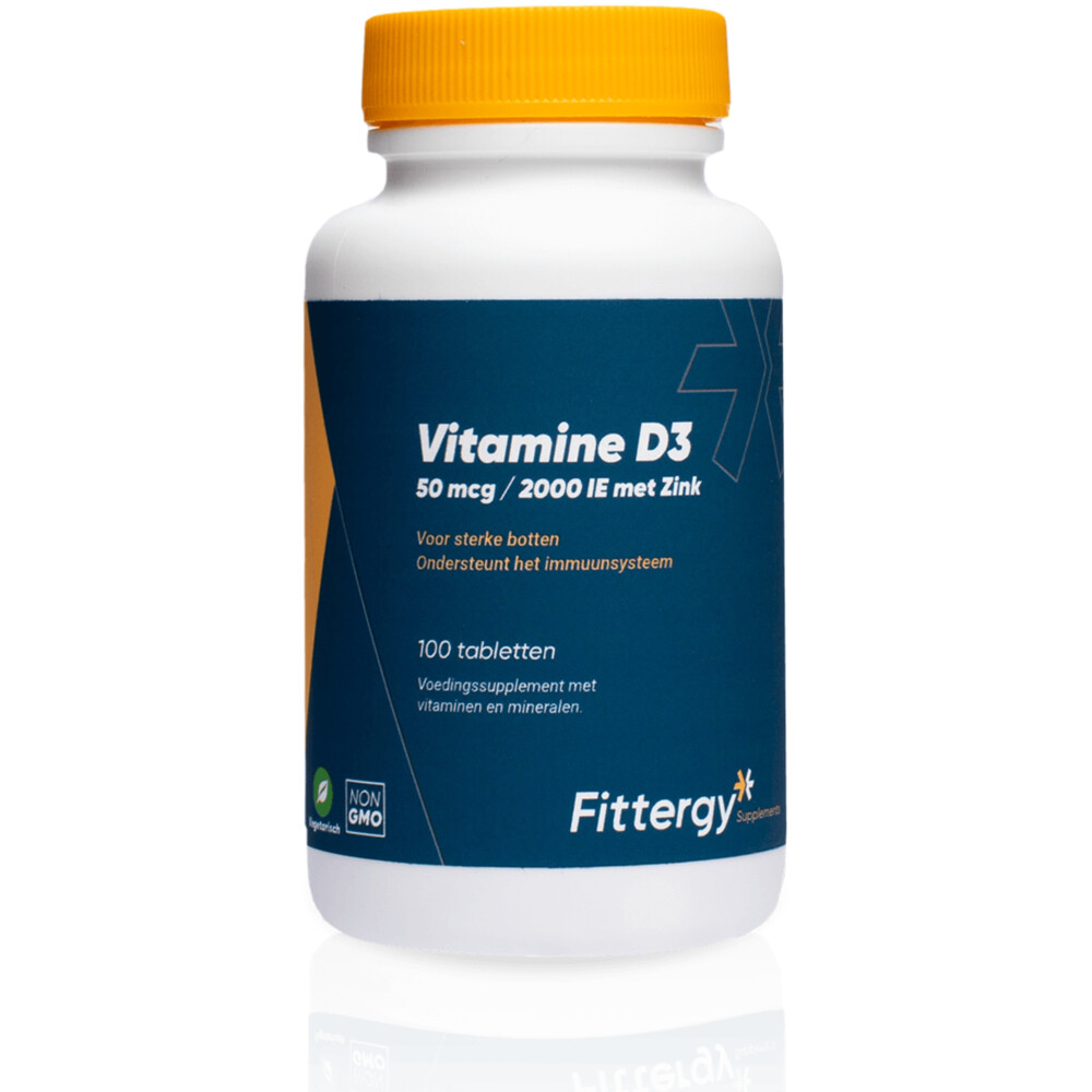 Fittergy Supplements Vitamine D3 50mcg Met Zink 100 tabletten