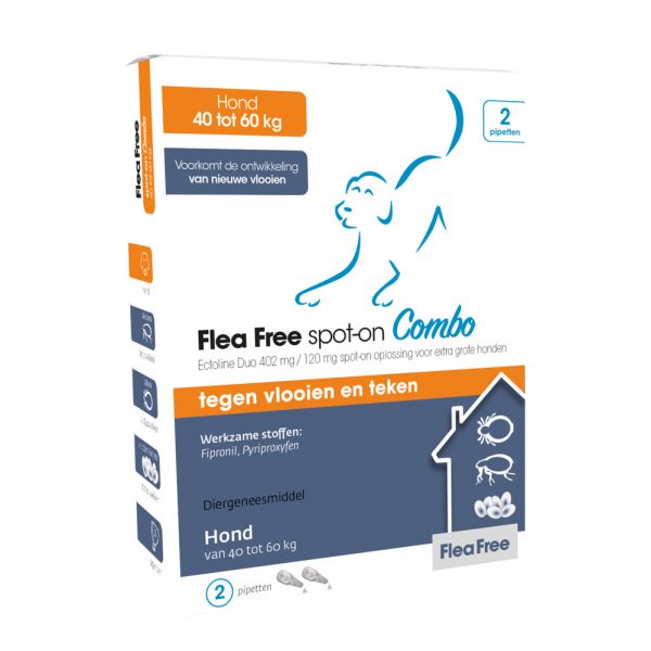 Flea Free Ectoline Duo Anti Vlooien en Teken Druppels Hond 40-60 kg 2 pipetten