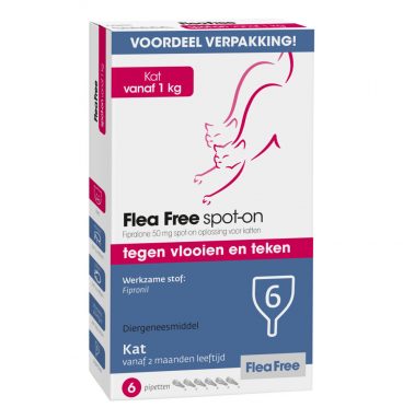 Flea Free Spot On Anti Vlooiendruppels Kat vanaf 1 kg 6 pipetten