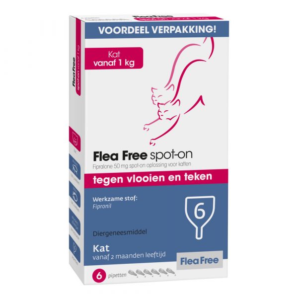 Flea Free Spot On Anti Vlooiendruppels Kat vanaf 1 kg 6 pipetten