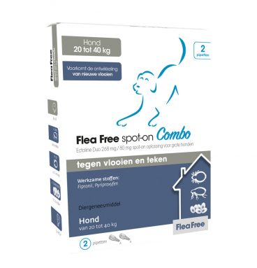 Flea Free Spot-On Combo Anti Vlooien en Teken Druppels Hond 20 - 40 kg 2 pipetten