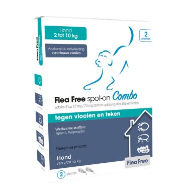 Flea Free Spot-on Combo Anti Vlooien en Teken Druppels Hond 2-10 kg 2 pipetten