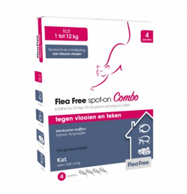 Flea Free Spot-on Combo Anti Vlooien en Teken Druppels Kat 4 Pipetten