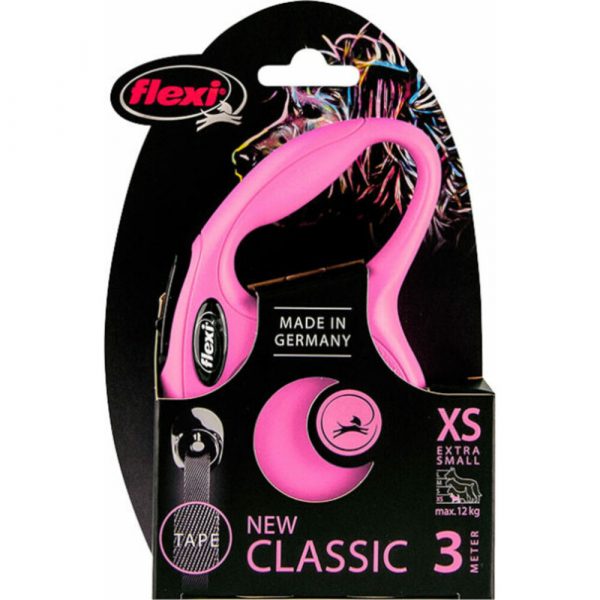 Flexi Rollijn Classic Band Roze 3 mtr tot 12 kg