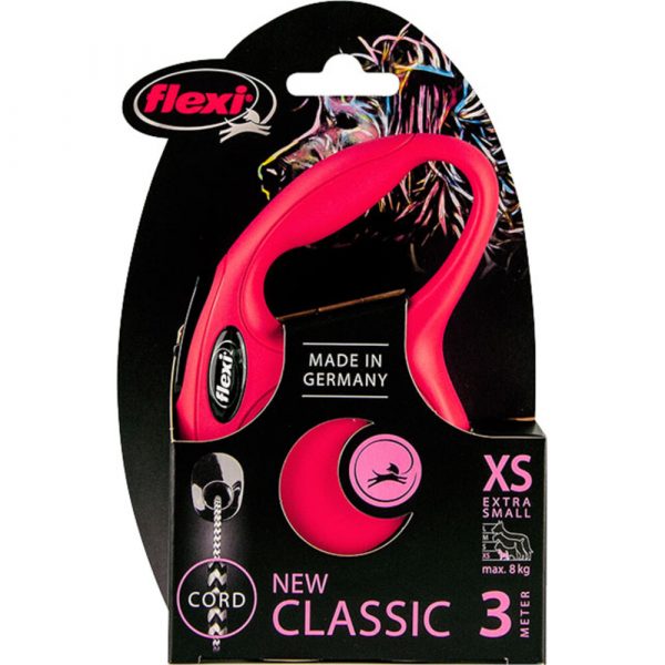 Flexi Rollijn Classic Cord Rood 3 mtr tot 8 kg