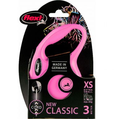 Flexi Rollijn Classic Cord Roze 3 mtr tot 8 kg