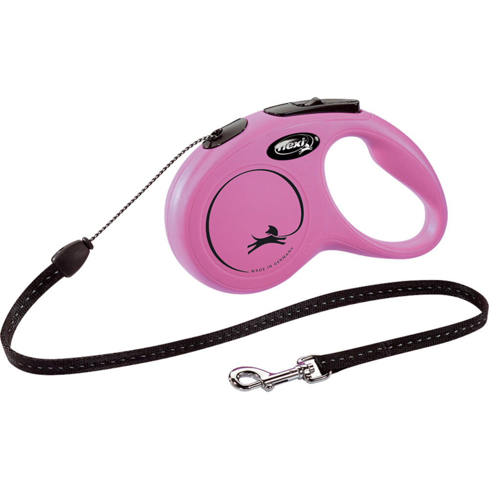 Flexi Rollijn Classic Cord Roze 5 mtr tot 12 kg