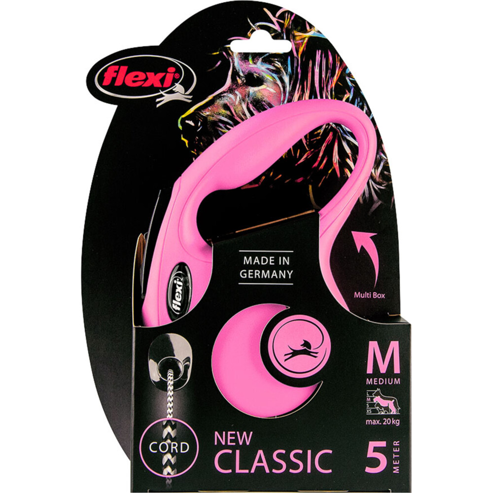 Flexi Rollijn Classic Cord Roze 5 mtr tot 20 kg