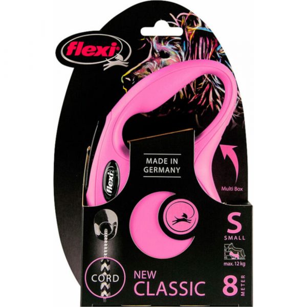 Flexi Rollijn Classic Cord Roze 8 mtr tot 12 kg