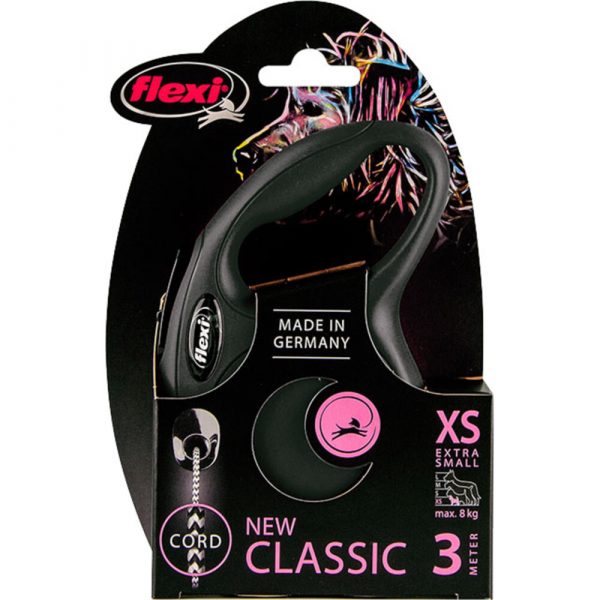 Flexi Rollijn Classic Cord Zwart 3 mtr tot 8 kg