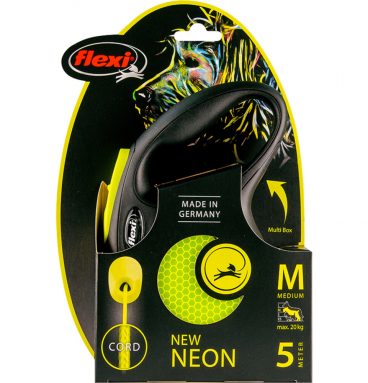 Flexi Rollijn Cord Neon Geel 5 mtr tot 20 kg