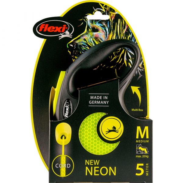 Flexi Rollijn Cord Neon Geel 5 mtr tot 20 kg