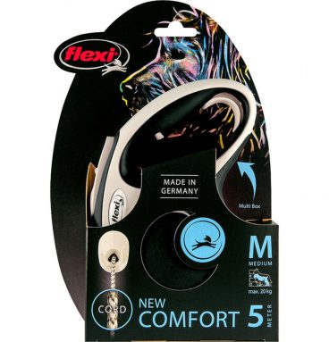 Flexi Rollijn New Comfort Cord Zwart 5 mtr tot 20 kg