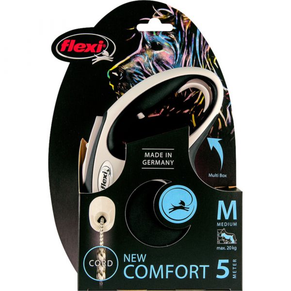 Flexi Rollijn New Comfort Cord Zwart 5 mtr tot 20 kg